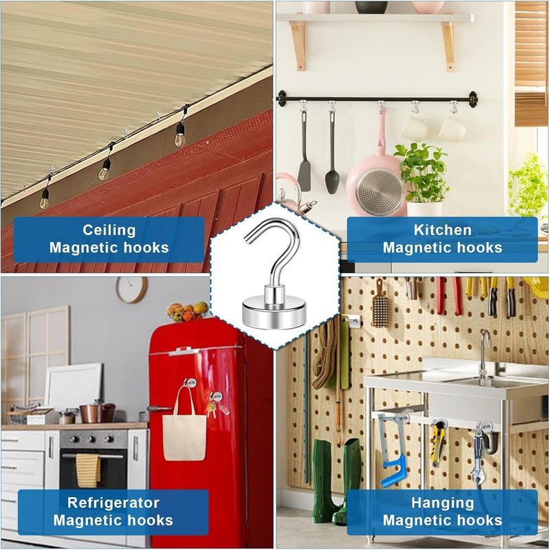 LOVIMAG Strong Magnetic Hooks, 30Lbs Magnetic Hooks Neodymium Magnets with Hooks for Refrigerator, Magnetic Cruise Hooks for Hanging, Classroom, Office, and Kitchen - Pack of 150 - Image 3